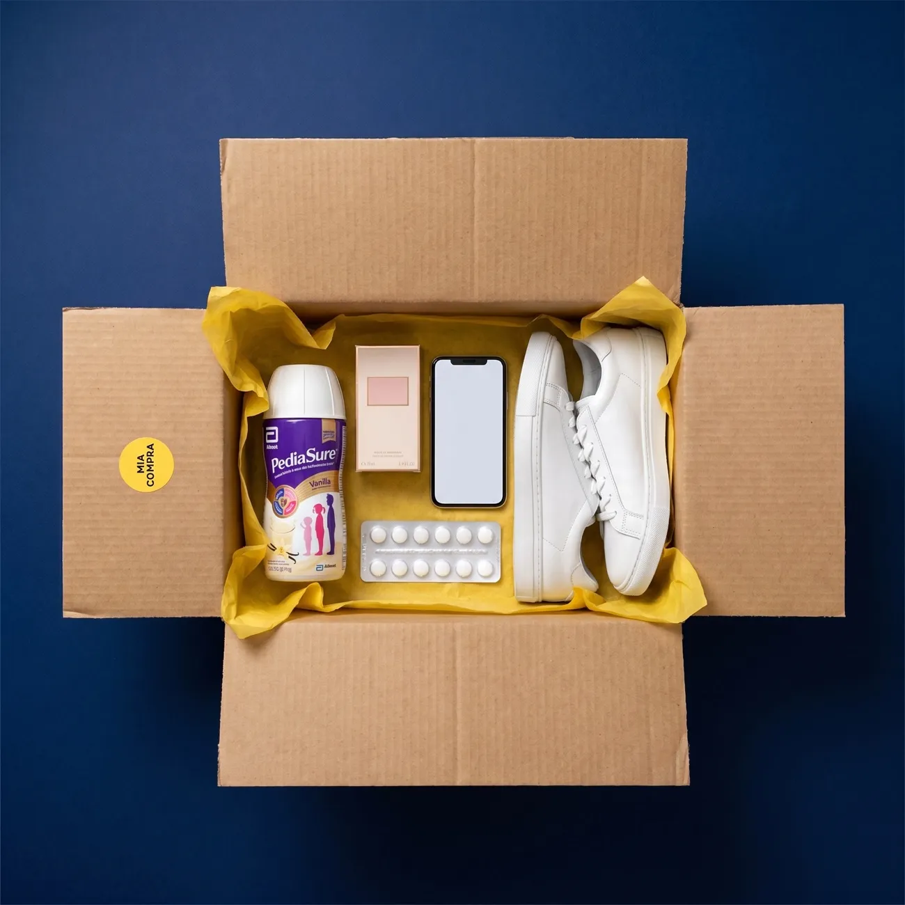 Caja Mia Compra con productos para enviar a Venezuela